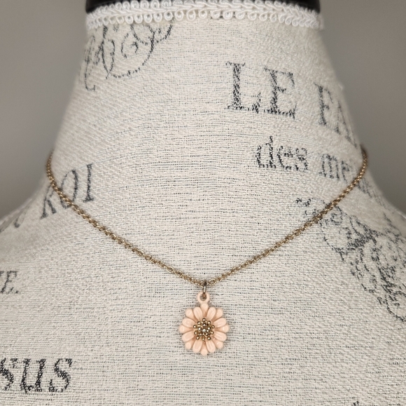 90s Pink Daisy Necklace - Picture 1 of 5